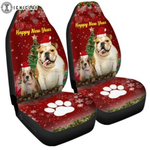 Merry Christmas Bulldogs Car Seat Covers Decor For Car