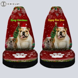 Merry Christmas Bulldogs Car Seat Covers Decor For Car