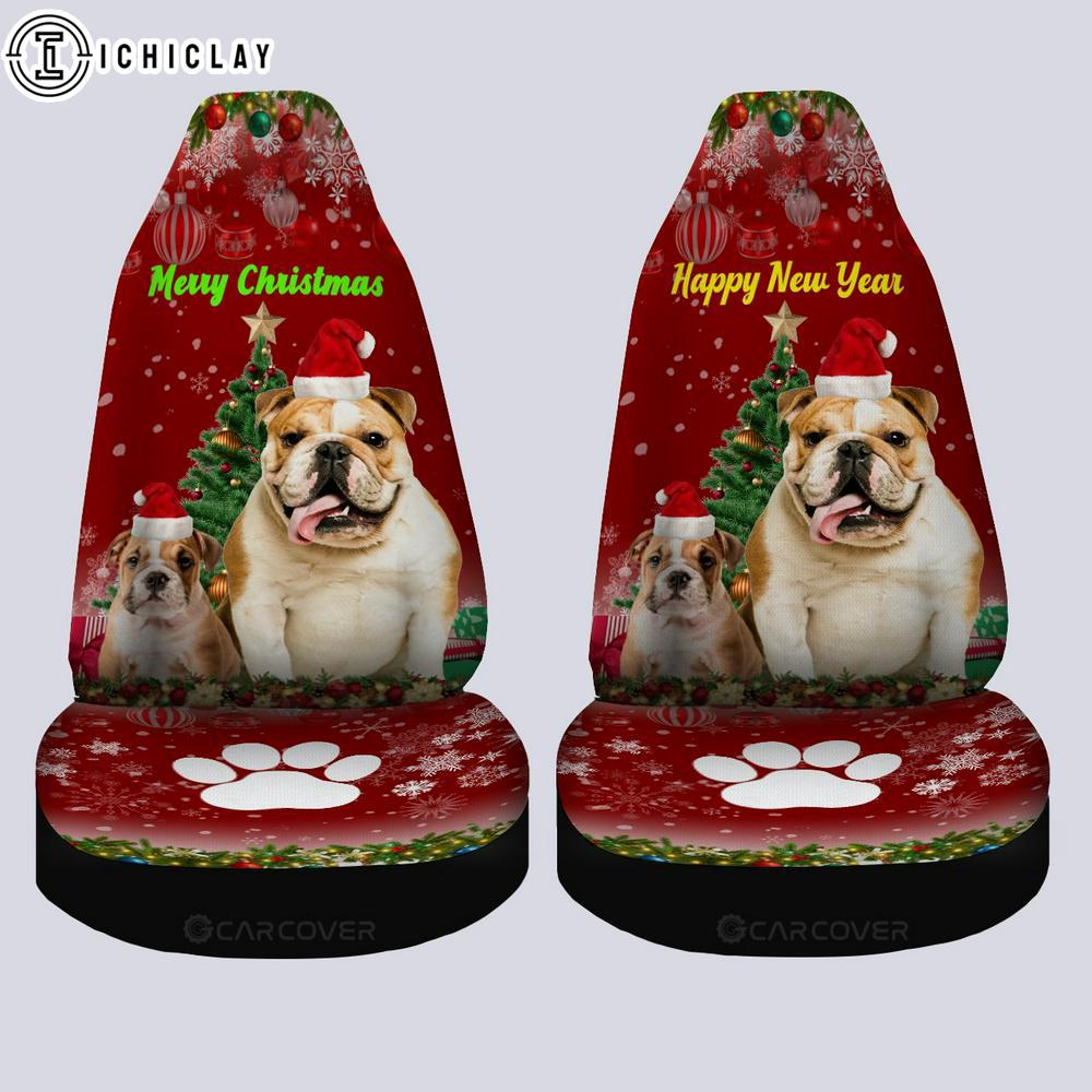 Merry Christmas Bulldogs Car Seat Covers Decor For Car Merry Christmas Bulldogs Car Seat Covers Decor For Car