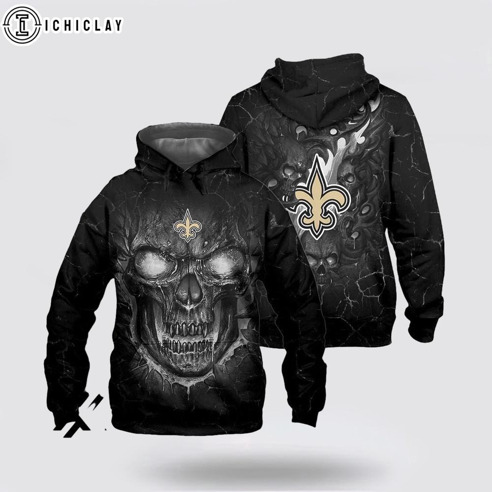 New Orleans Saints Skull Face 3D Shirt For Fans New Orleans Saints Skull Face 3D Shirt For Fans