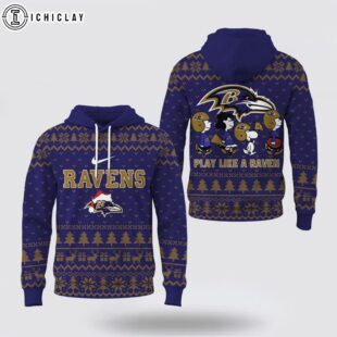 Baltimore Ravens NFL Cozy Snoopy Football 3D Hoodie