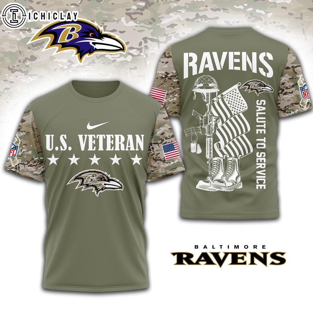 Baltimore Ravens NFL Salute To Service 3D Shirt Baltimore Ravens NFL Salute To Service 3D Shirt