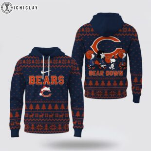 Chicago Bears NFL Cozy Snoopy Football 3D Hoodie