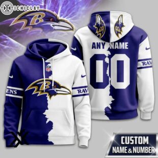 Custom Name Number Baltimore Ravens Victory Split 3D Shirt For Fans