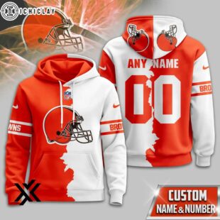 Custom Name Number Cleveland Browns Victory Split 3D Shirt For Fans