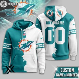 Custom Name Number Miami Dolphins Victory Split 3D Shirt For Fans