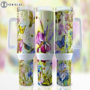 Butterfly Dragonfly Hummingbird Stainless Steel Tumbler 40Oz With Handle