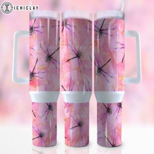 Dragonfly Pattern Stainless Steel Tumbler 40Oz With Handle
