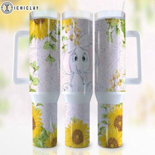 Elephant Sunflower Stainless Steel Tumbler 40Oz With Handle