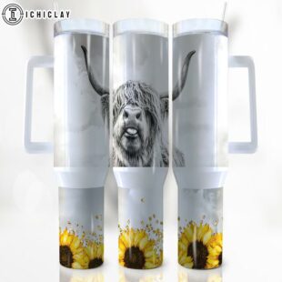 Highland Cow Sunflower Stainless Steel Tumbler 40Oz With Handle