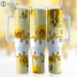 Honeycomb Sunflower Stainless Steel Tumbler 40Oz With Handle