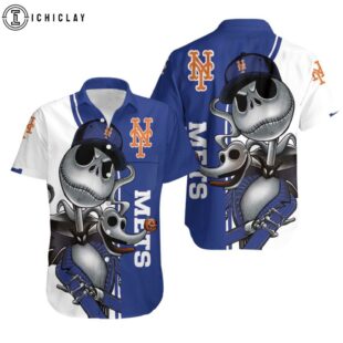 New York Mets Jack Skellington And Zero Summer Hawaiian Shirt