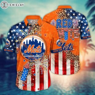 New York Mets Red White Summer Hawaiian Shirt