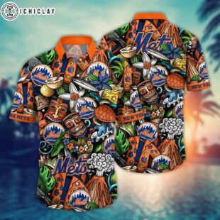 New York Mets Tropic Teal Summer Hawaiian Shirt