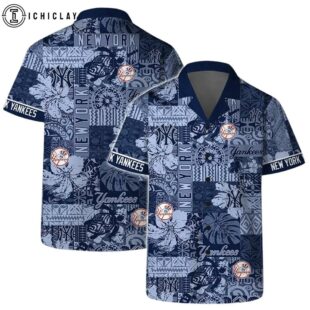 New York Yankees Blue Mosaic Summer Hawaiian Shirt