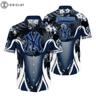 New York Yankees Floral Crest Summer Hawaiian Shirt