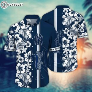 New York Yankees Ocean Breeze Hibiscus Summer Hawaiian Shirt