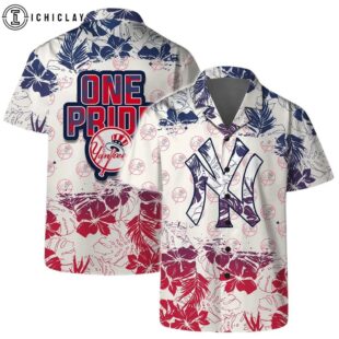 New York Yankees One Pride Floral Summer Hawaiian Shirt
