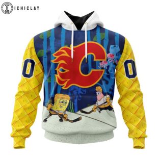 NHL Calgary Flames SpongeBob SquarePants 3D Shirt