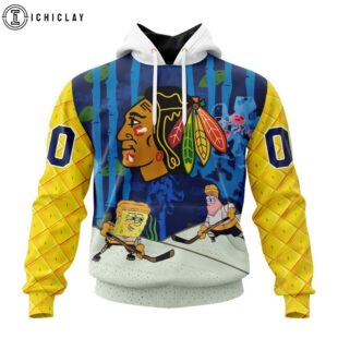 NHL Chicago Blackhawks SpongeBob SquarePants 3D Shirt