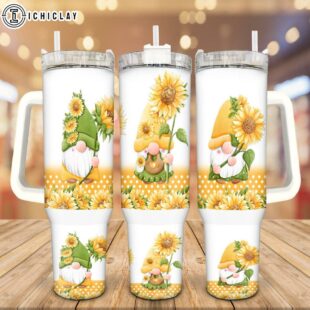 Sunflower Gnomes Stainless Steel Tumbler 40Oz With Handle
