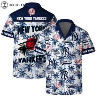 New York Yankees Team Logo Coconut Tree Pattern Summer Hawaiian Shirt