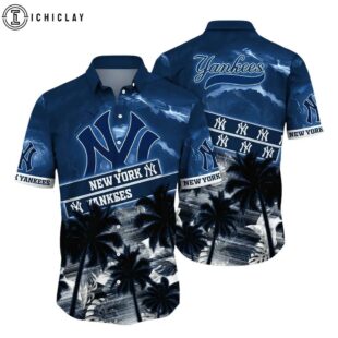 New York Yankees Thunderstorm Palms Summer Hawaiian Shirt