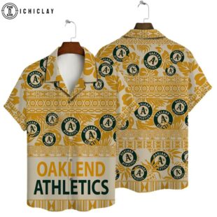 Oakland Athletics Golden Tribal Pattern Summer Hawaiian Shirt