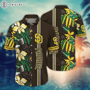 San Diego Padres Tropical Stripe Summer Hawaiian Shirt