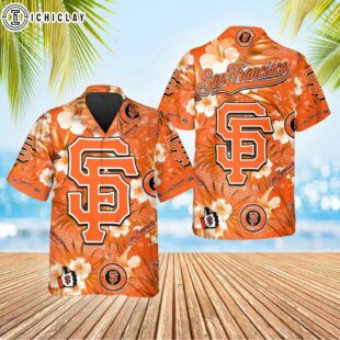 San Francisco Giants Bold Logo Hibiscus Summer Hawaiian Shirt