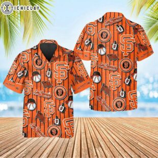 San Francisco Giants Bold Stripe Collage Summer Hawaiian Shirt