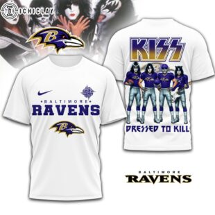 Baltimore Ravens NFL Dressed to Kill Kiss Band 3D T-Shirt For Fans