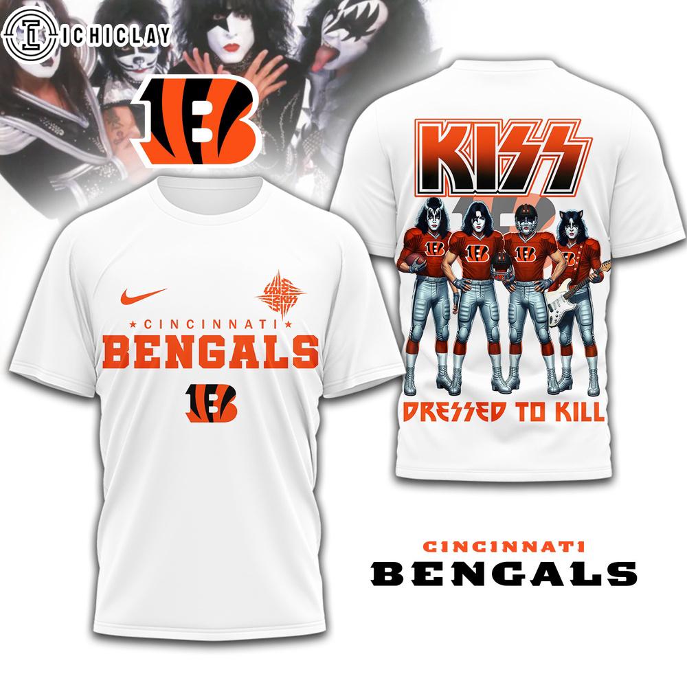 Cincinnati Bengals NFL Dressed to Kill Kiss Band 3D T-Shirt For Fans Cincinnati Bengals NFL Dressed to Kill Kiss Band 3D T-Shirt For Fans
