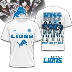 Detroit Lions NFL Dressed to Kill Kiss Band 3D T-Shirt For Fans