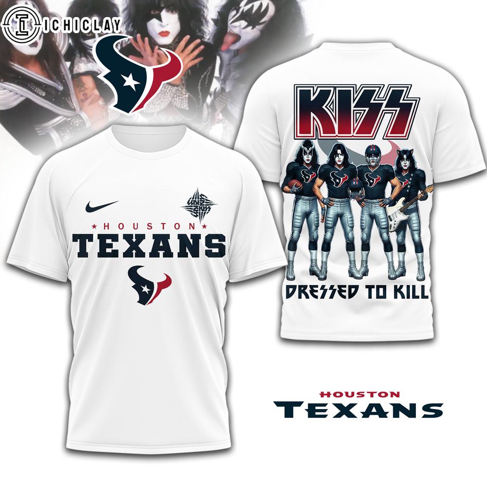 Houston Texans NFL Dressed to Kill Kiss Band 3D T-Shirt For Fans Houston Texans NFL Dressed to Kill Kiss Band 3D T-Shirt For Fans