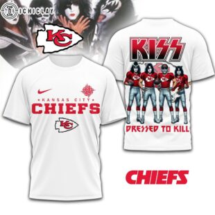 Kansas City Chiefs NFL Dressed to Kill Kiss Band 3D T-Shirt For Fans
