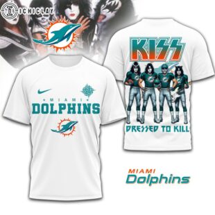 Miami Dolphins NFL Dressed to Kill Kiss Band 3D T-Shirt For Fans