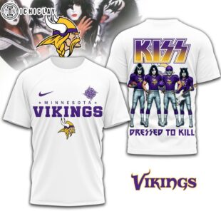 Minnesota Vikings NFL Dressed to Kill Kiss Band 3D T-Shirt For Fans
