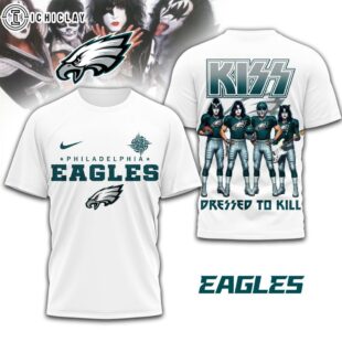 Philadelphia Eagles NFL Dressed to Kill Kiss Band 3D T-Shirt For Fans
