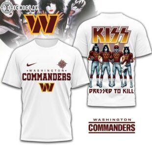 Washington Commanders NFL Dressed to Kill Kiss Band 3D T-Shirt For Fans