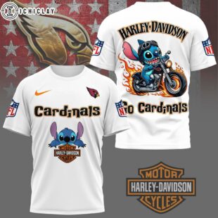 Arizona Cardinals NFL Stitch Harley Davidson 3D T-Shirt For Fans