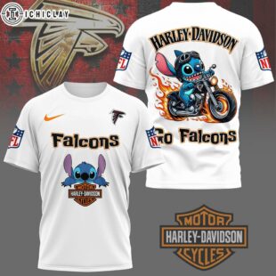 Atlanta Falcons NFL Stitch Harley Davidson 3D T-Shirt For Fans