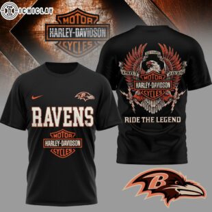 Baltimore Ravens NFL 122 Year Harley Davidson 3D T-Shirt For Fans