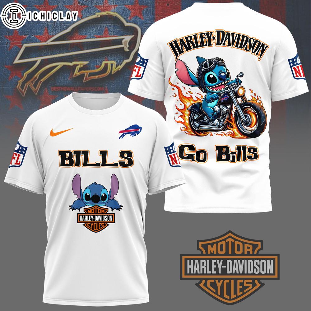 Buffalo Bills NFL Stitch Harley Davidson 3D T-Shirt For Fans Buffalo Bills NFL Stitch Harley Davidson 3D T-Shirt For Fans