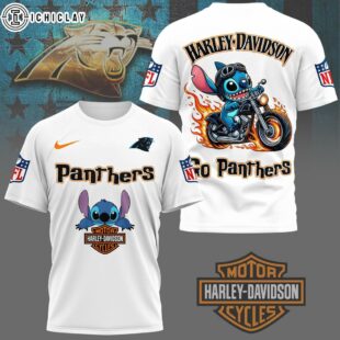 Carolina Panthers NFL Stitch Harley Davidson 3D T-Shirt For Fans