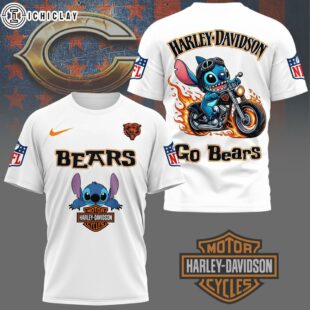 Chicago Bears NFL Stitch Harley Davidson 3D T-Shirt For Fans