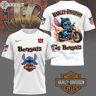 Cincinnati Bengals NFL Stitch Harley Davidson 3D T-Shirt For Fans