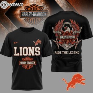 Detroit Lions NFL 122 Year Harley Davidson 3D T-Shirt For Fans