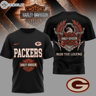 Green Bay Packers NFL 122 Year Harley Davidson 3D T-Shirt For Fans