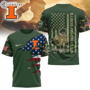 Illinois Fighting Illini NCAA Veteran 3D T-Shirt